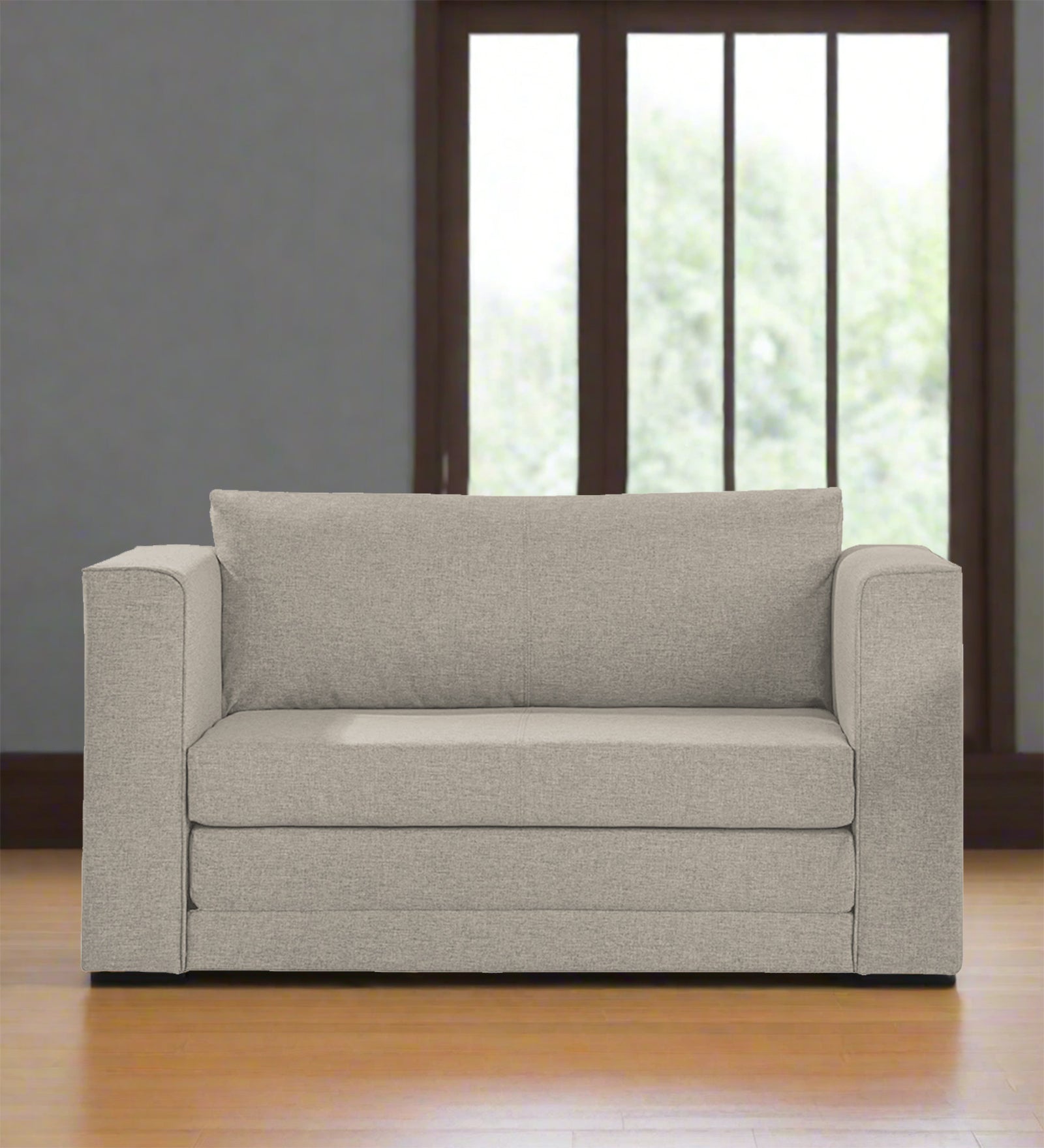 Kenia Fabric 2 Seater Foldable Sofa Cum Bed In Ash Grey Colour - Febonic Living