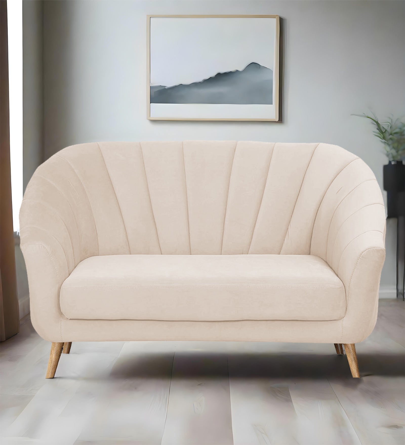 Kaylee Velvet 2 Seater Sofa In Camel Beige Colour - Febonic Living