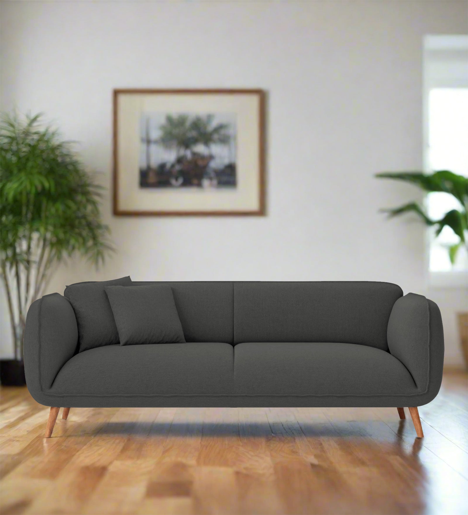 Zia Fabric 3 Seater Sofa In Stone Grey Colour - Febonic Living