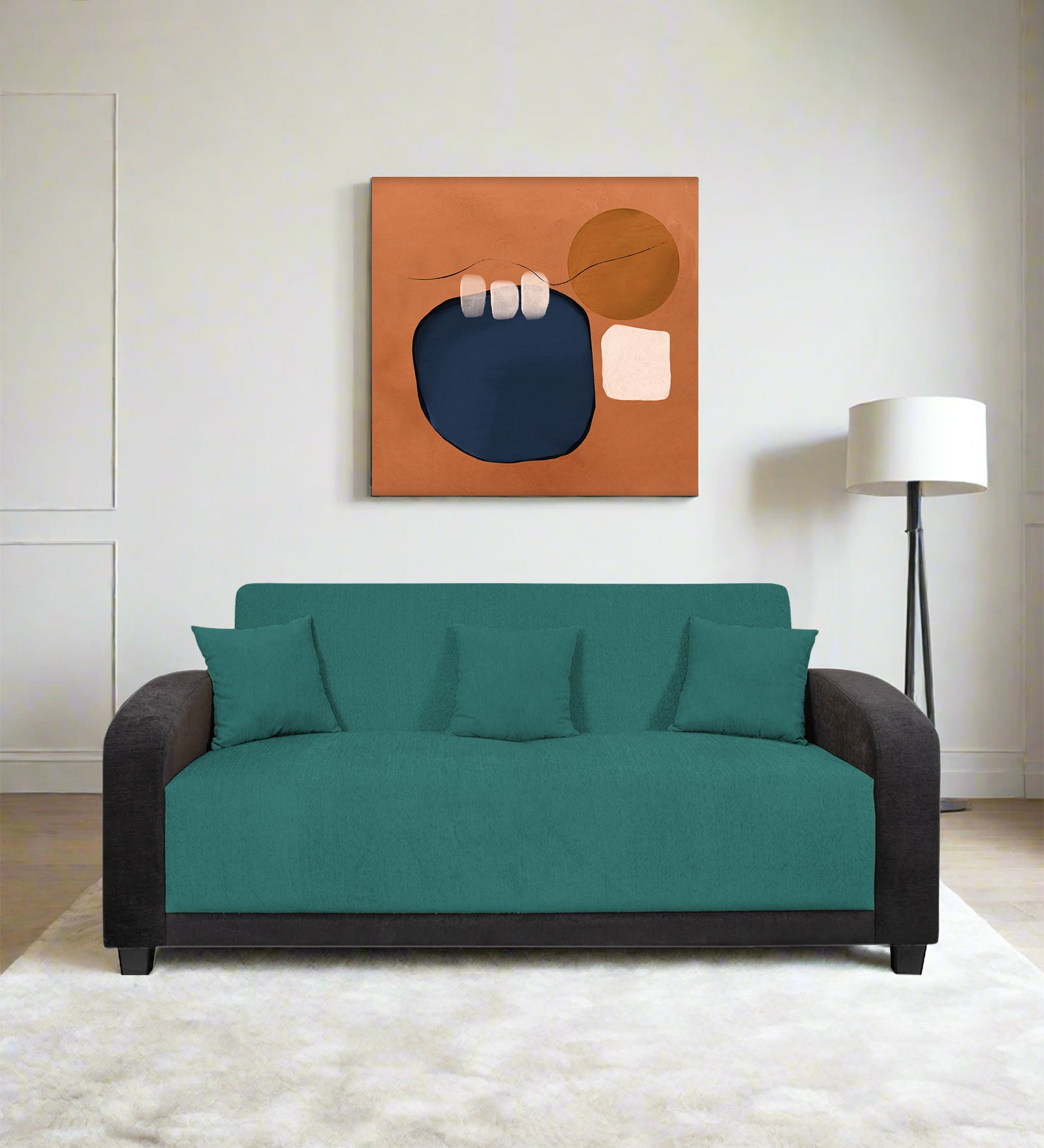 Alex Fabric 3 Seater Sofa In Sea Green Colour