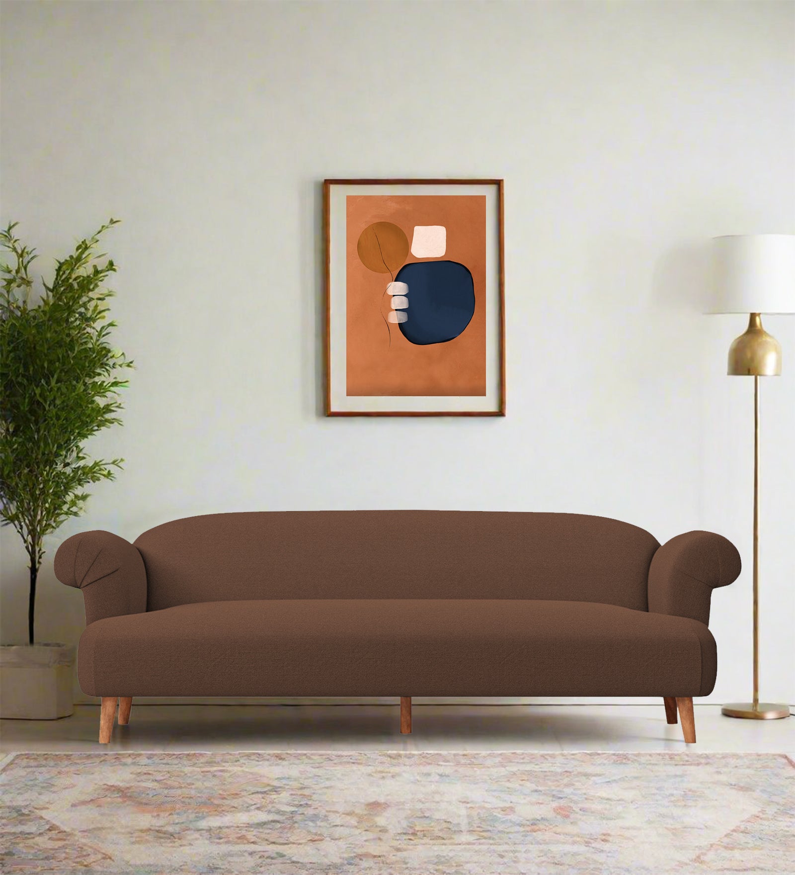 Barber Fabric 3 Seater Sofa In Ash Brown Colour - Febonic Living