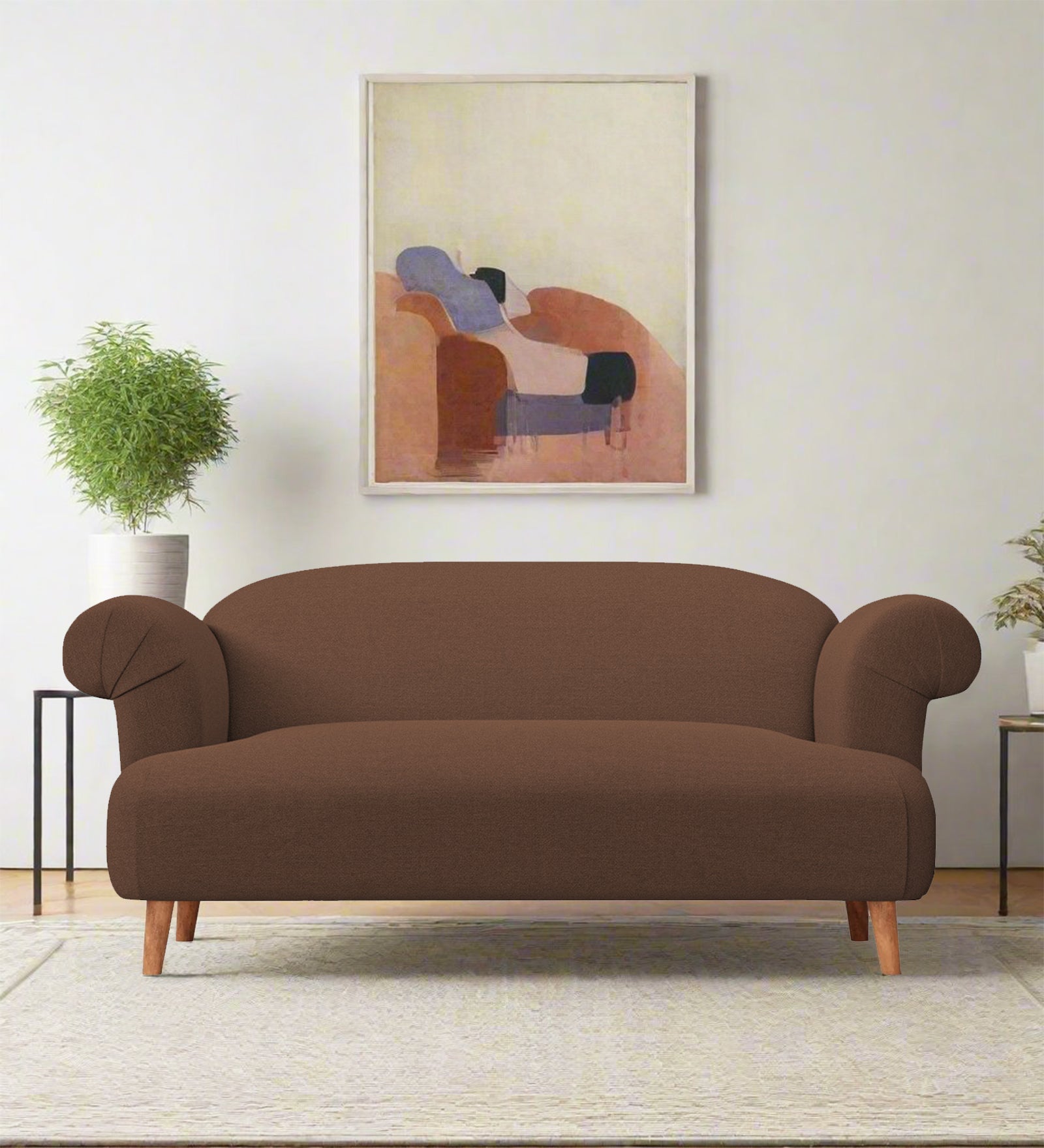 Barber Fabric 2 Seater Sofa In Ash Brown Colour - Febonic Living