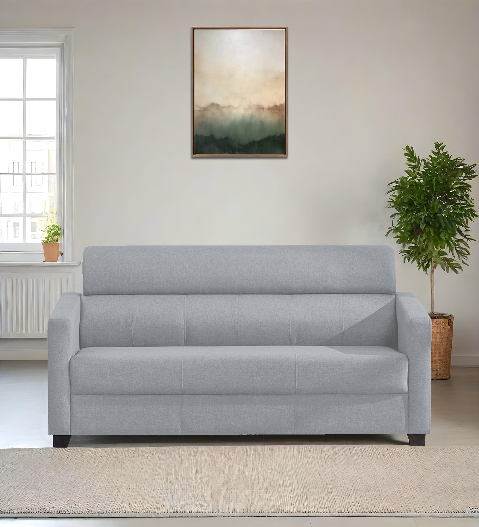 Devo Fabric 3 Seater Sofa In Coin Grey Colour - Febonic Living