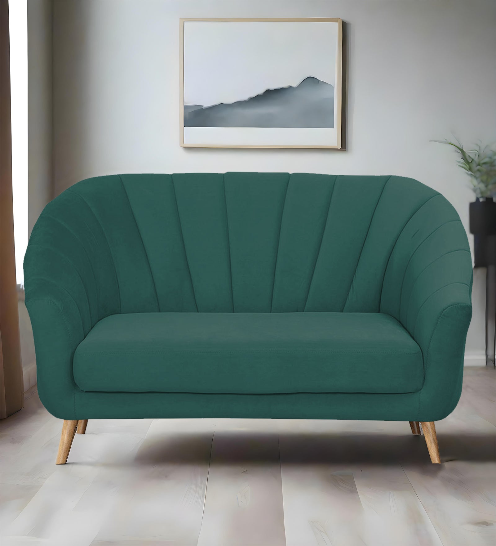 Kaylee Velvet 2 Seater Sofa In Pine green Colour - Febonic Living