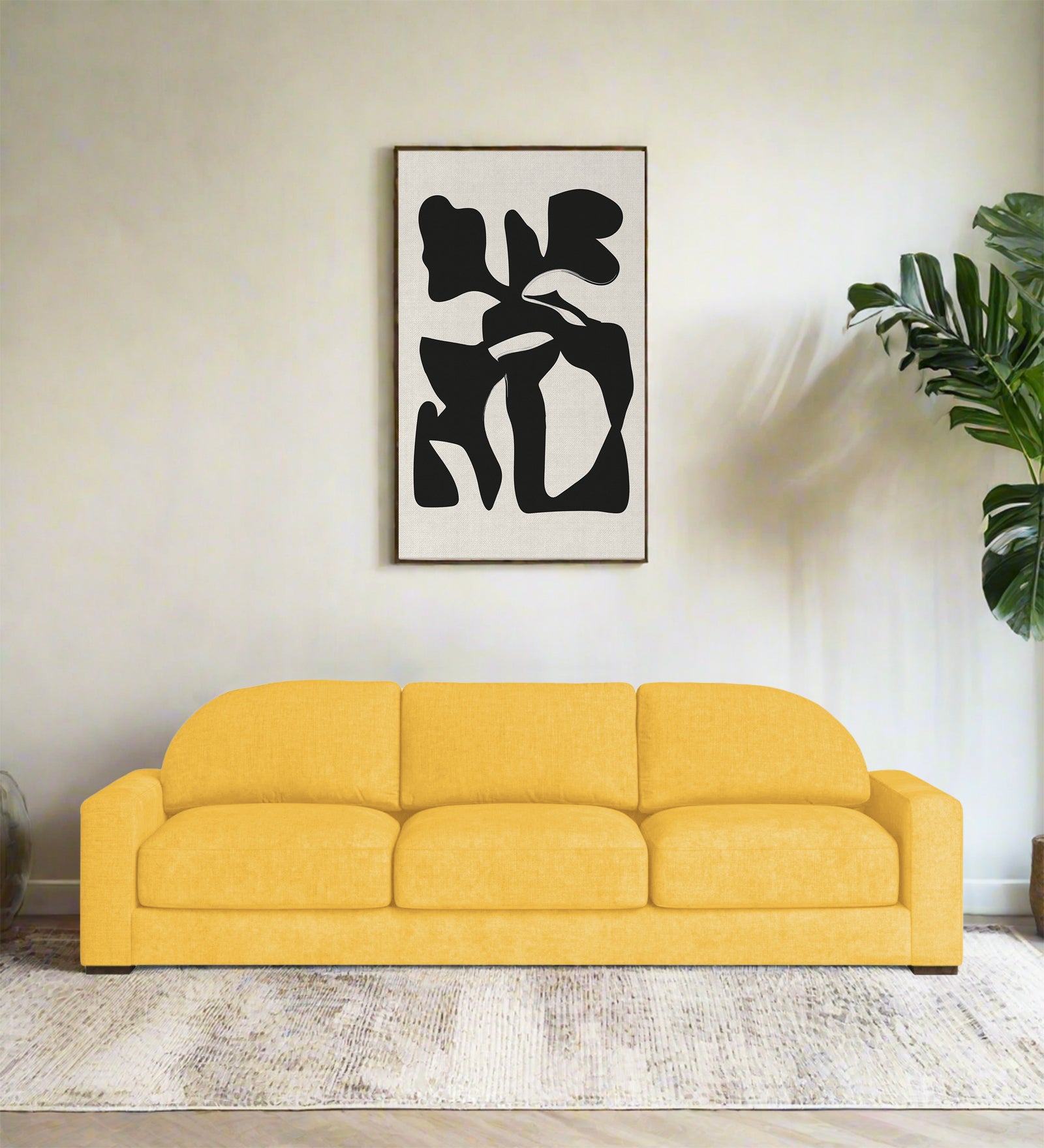 Dara Fabric 3 Seater Sofa In Bold Yellow Colour