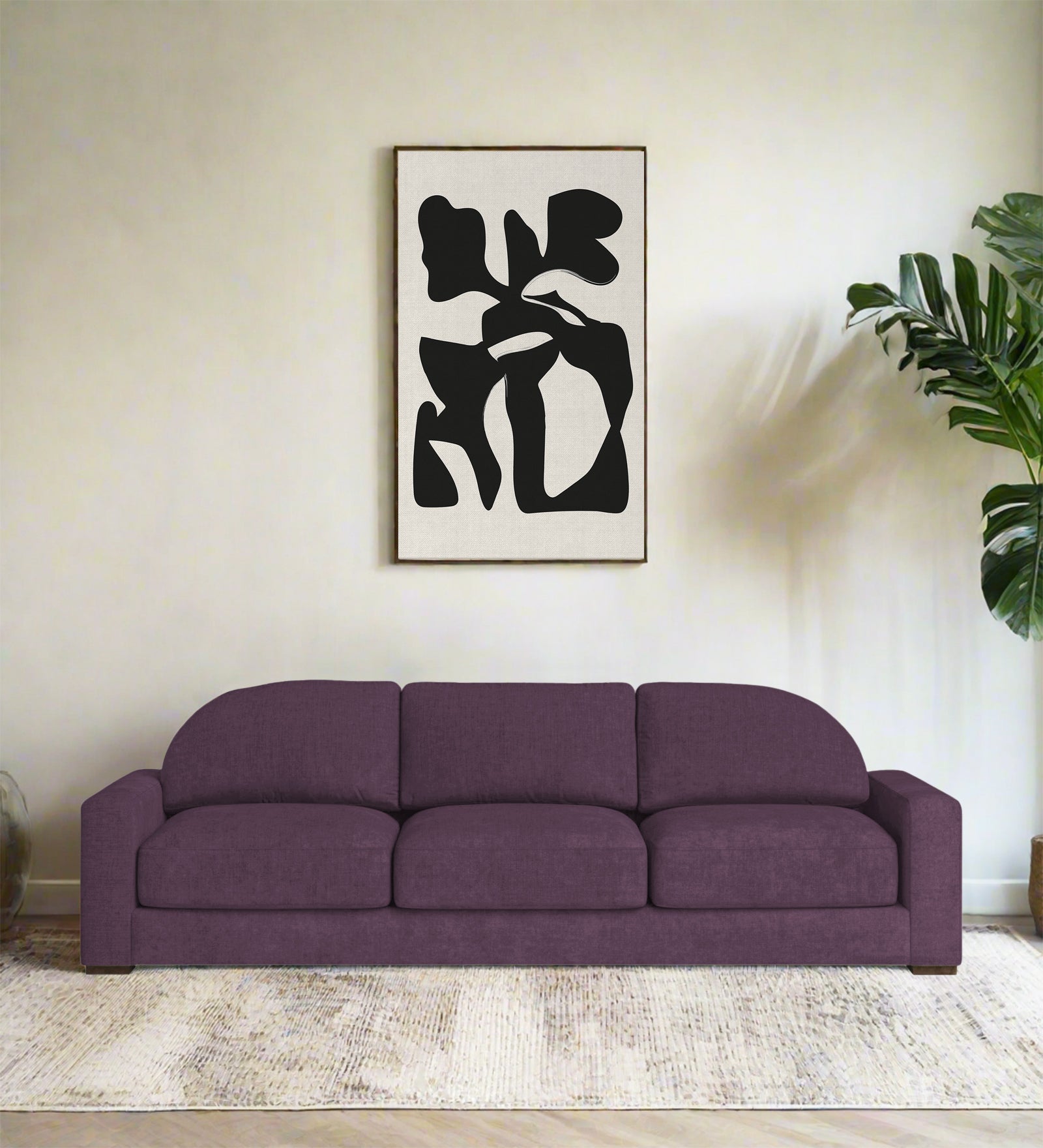 Dara Fabric 3 Seater Sofa In Greek Purple Colour - Febonic Living