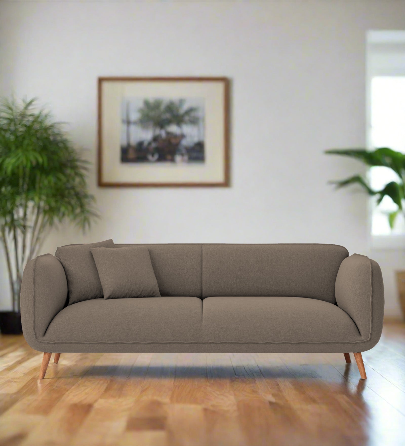 Zia Fabric 3 Seater Sofa In Hazel Beige Colour - Febonic Living