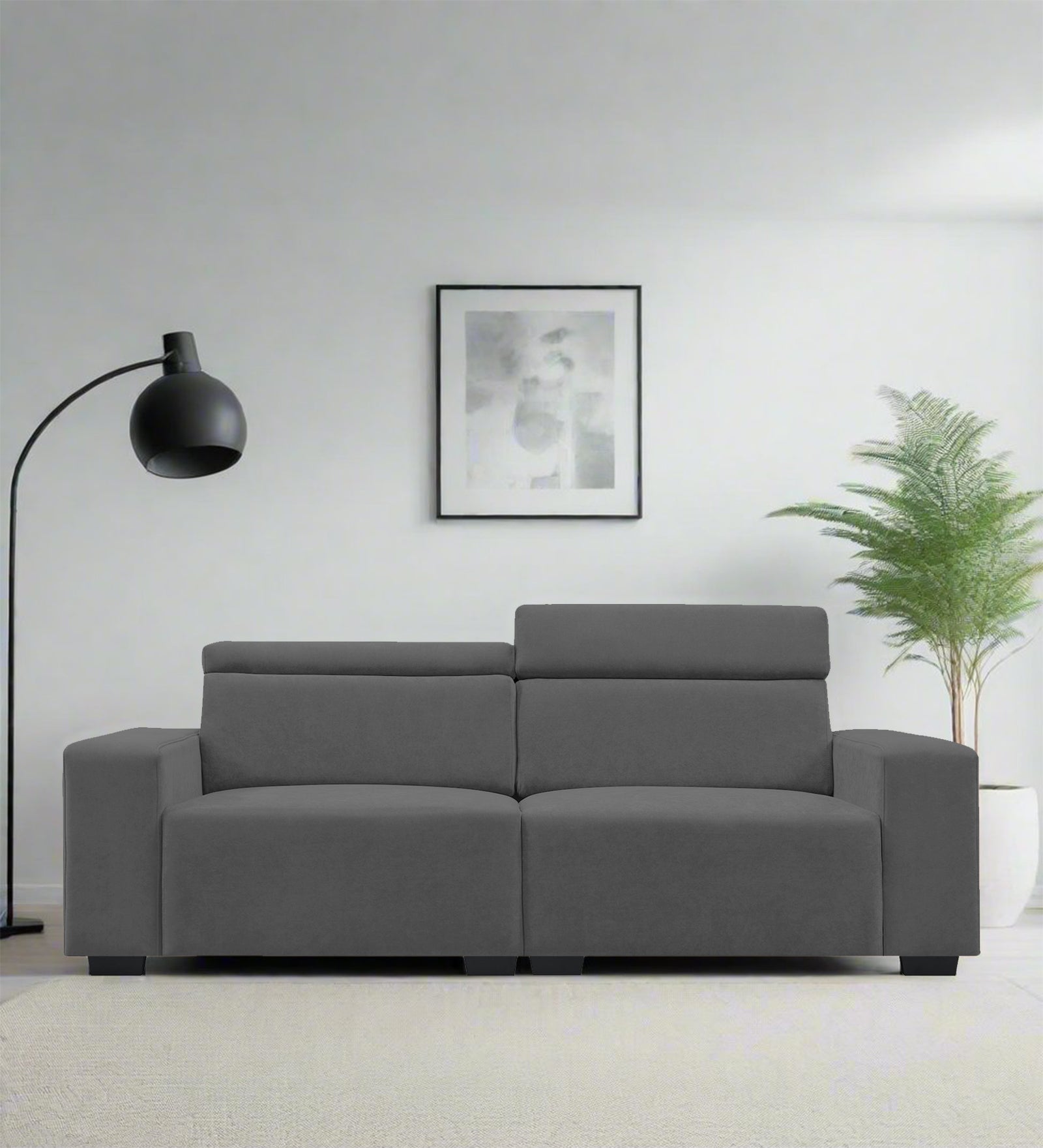 Hiro Fabric 2 Seater Sofa In Dusky Grey Colour - Febonic Living