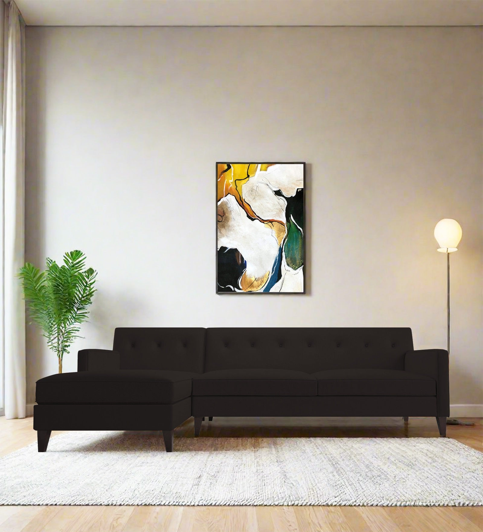 Miller Fabric RHS Sectional Sofa (3+Lounger) In Cara Brown Colour - Febonic Living