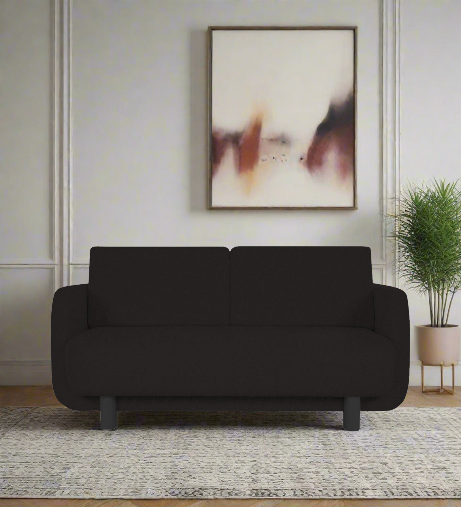 Varu Fabric 2 Seater Sofa In Cara Brown Colour - Febonic Living