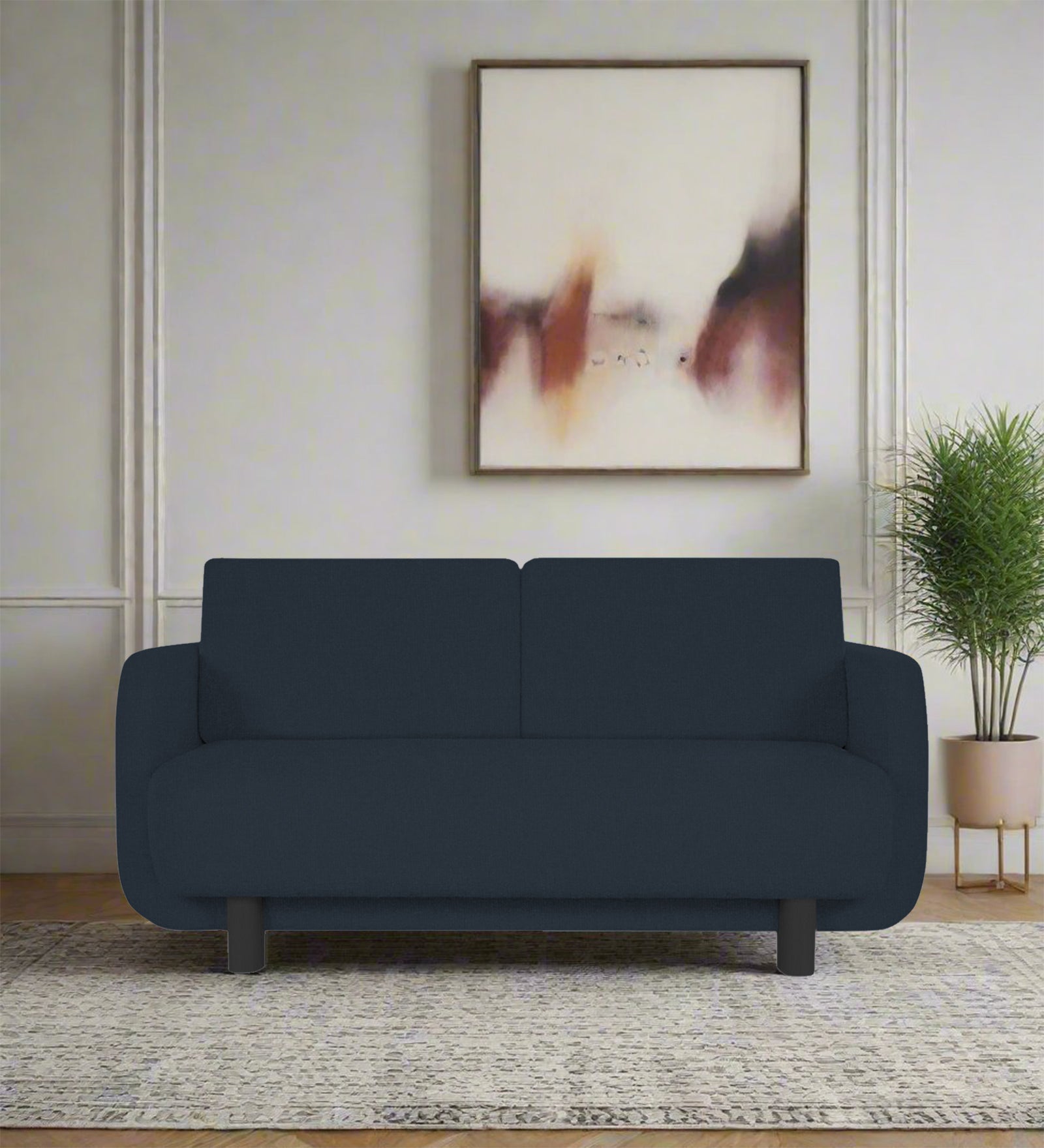Varu Fabric 2 Seater Sofa In Denim Blue Colour - Febonic Living