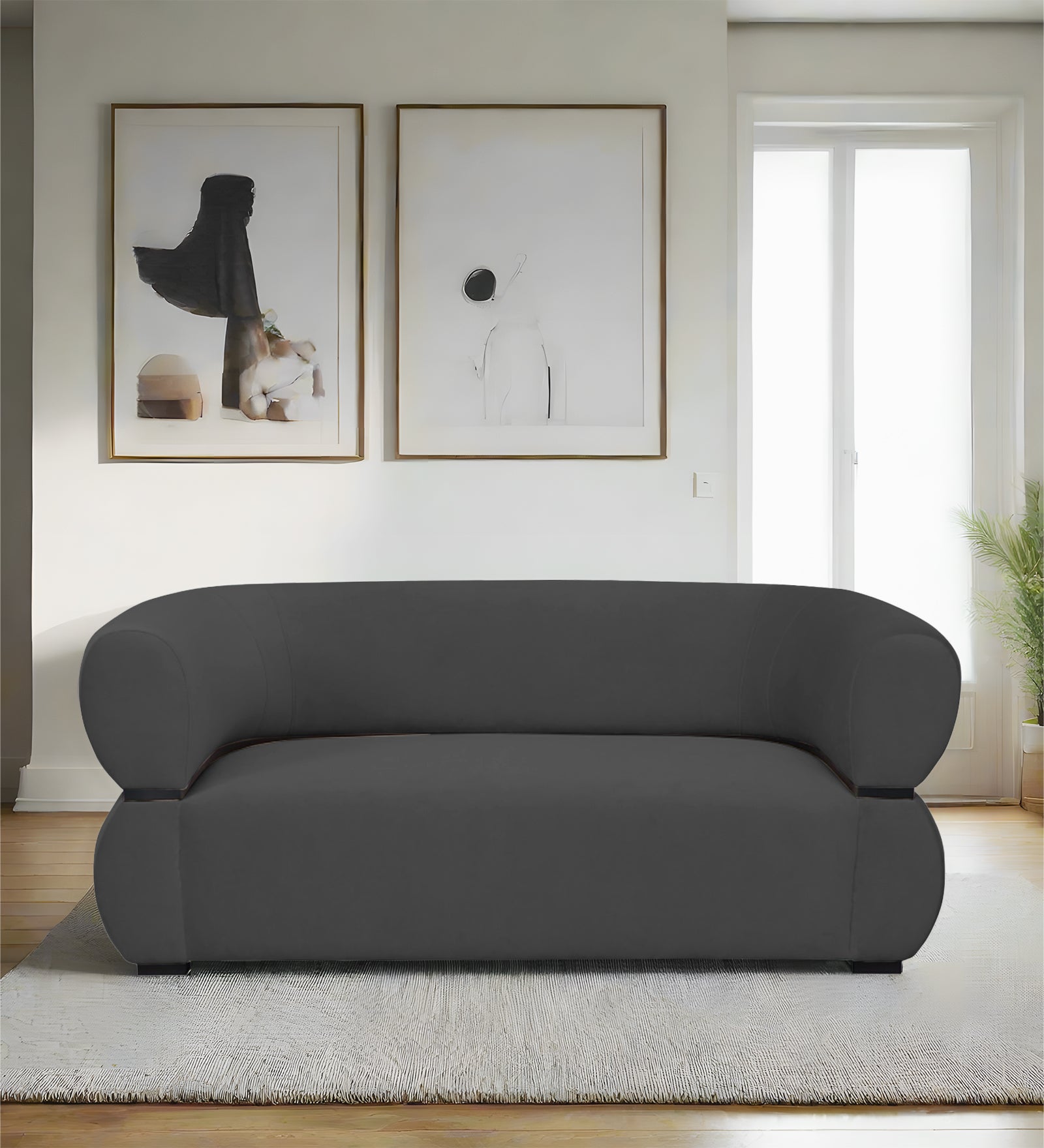 Kula Velvet 2 Seater Sofa In Davy Grey Colour - Febonic Living