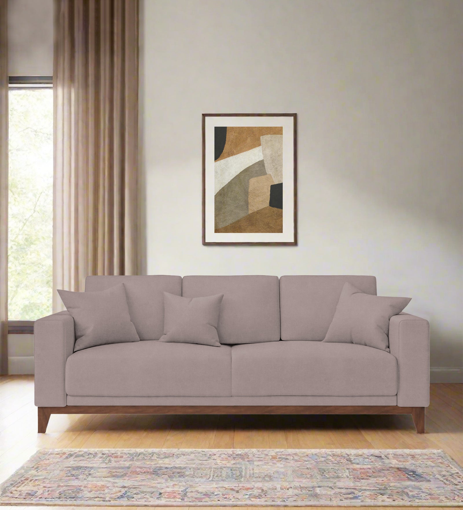 Luca Fabric 3 Seater Sofa In Almond Beige Colour - Febonic Living