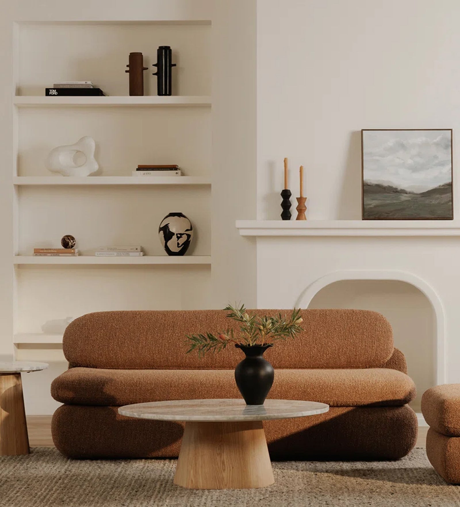 Soren Boucle Fabric 3 Seater Sofa In Bringo Brown Colour - Febonic Living