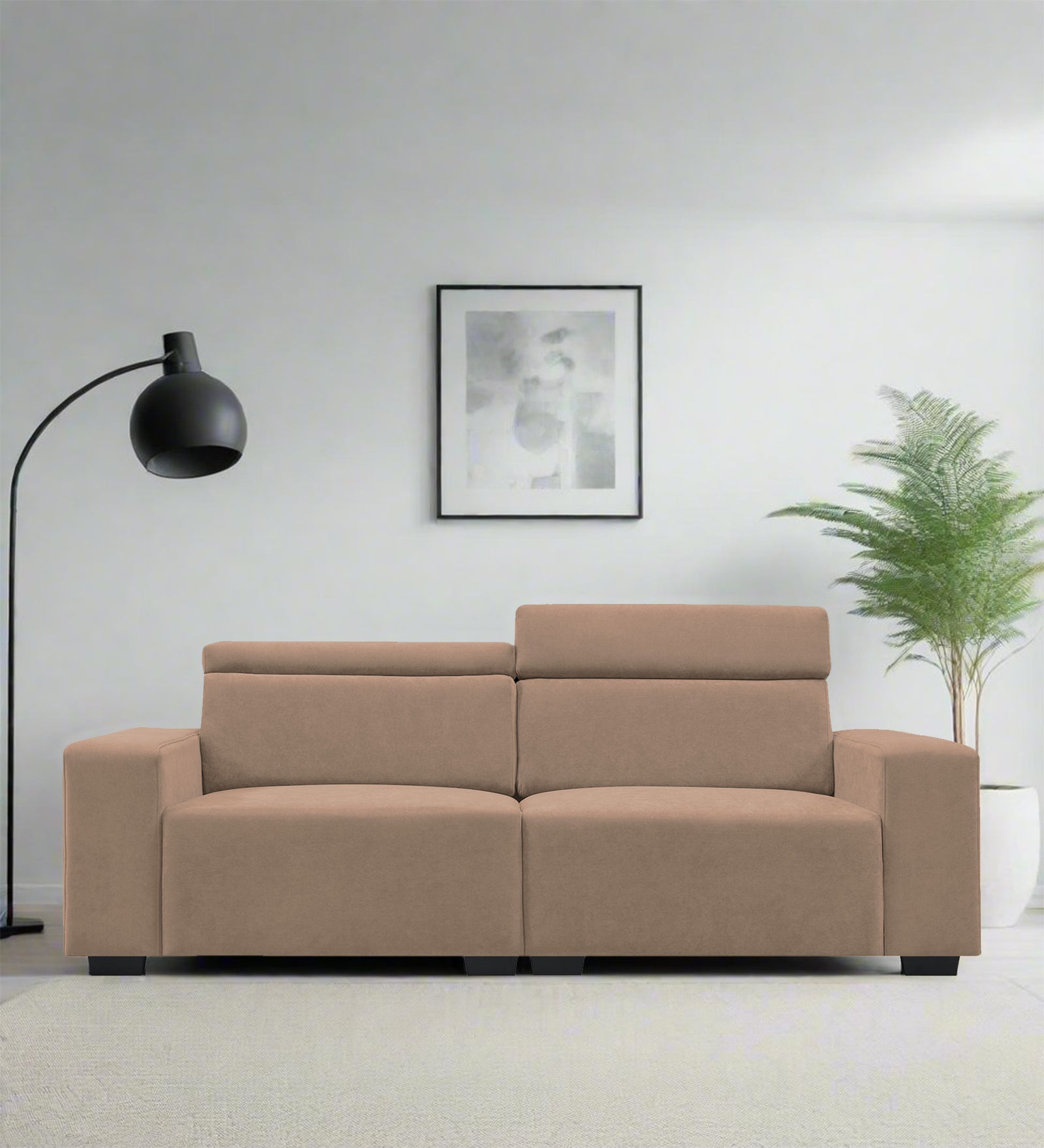 Hiro Fabric 2 Seater Sofa In wheat Beige Colour - Febonic Living