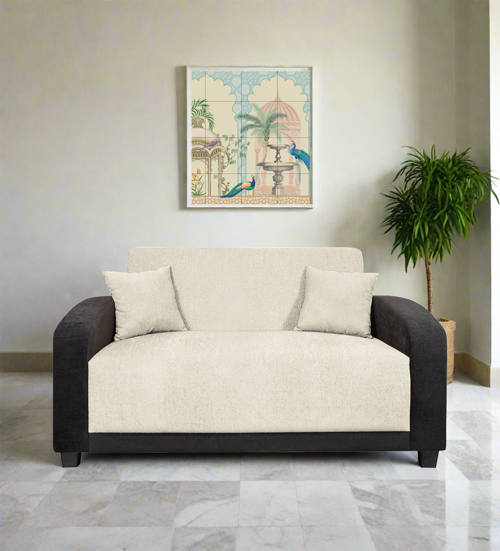 Alex Fabric 2 Seater Sofa In Ivory Cream Colour - Febonic Living