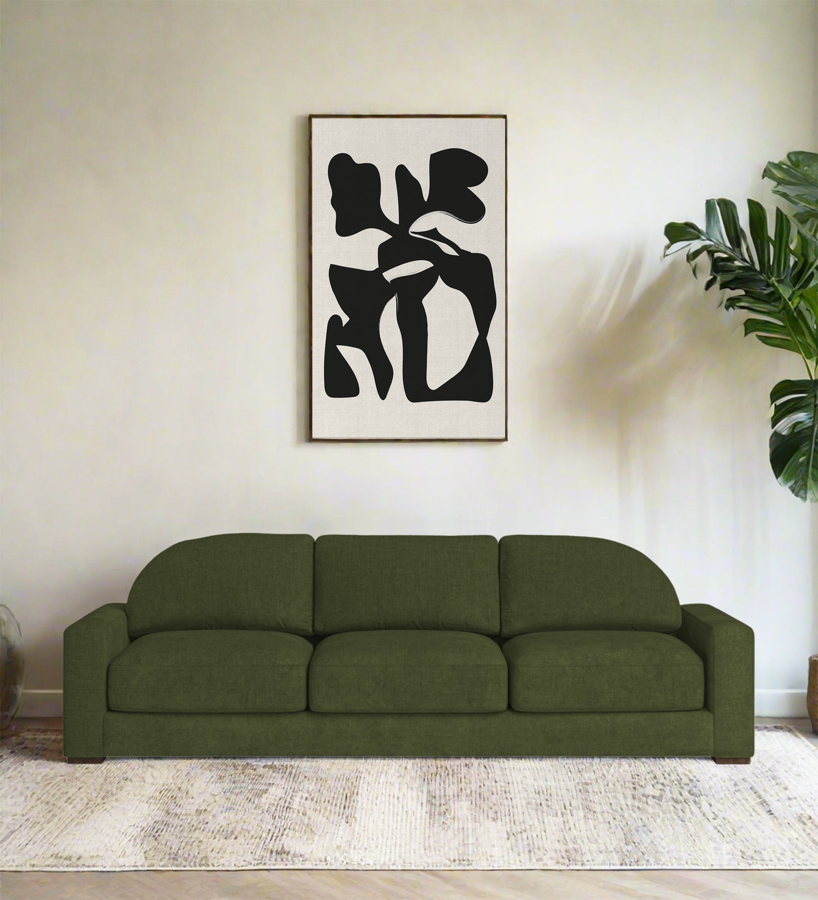 Dara Fabric 3 Seater Sofa In Olive Green Colour - Febonic Living