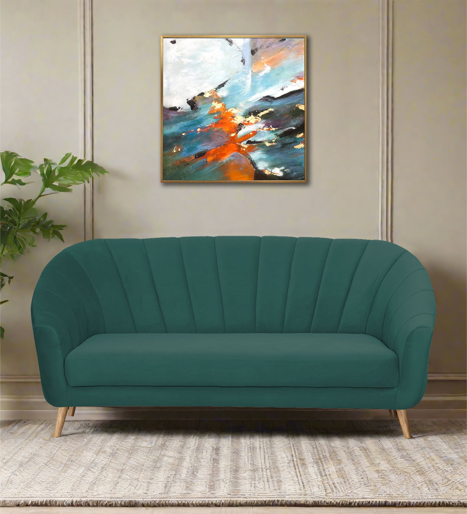 Kaylee Velvet 3 Seater Sofa In Pine green Colour - Febonic Living