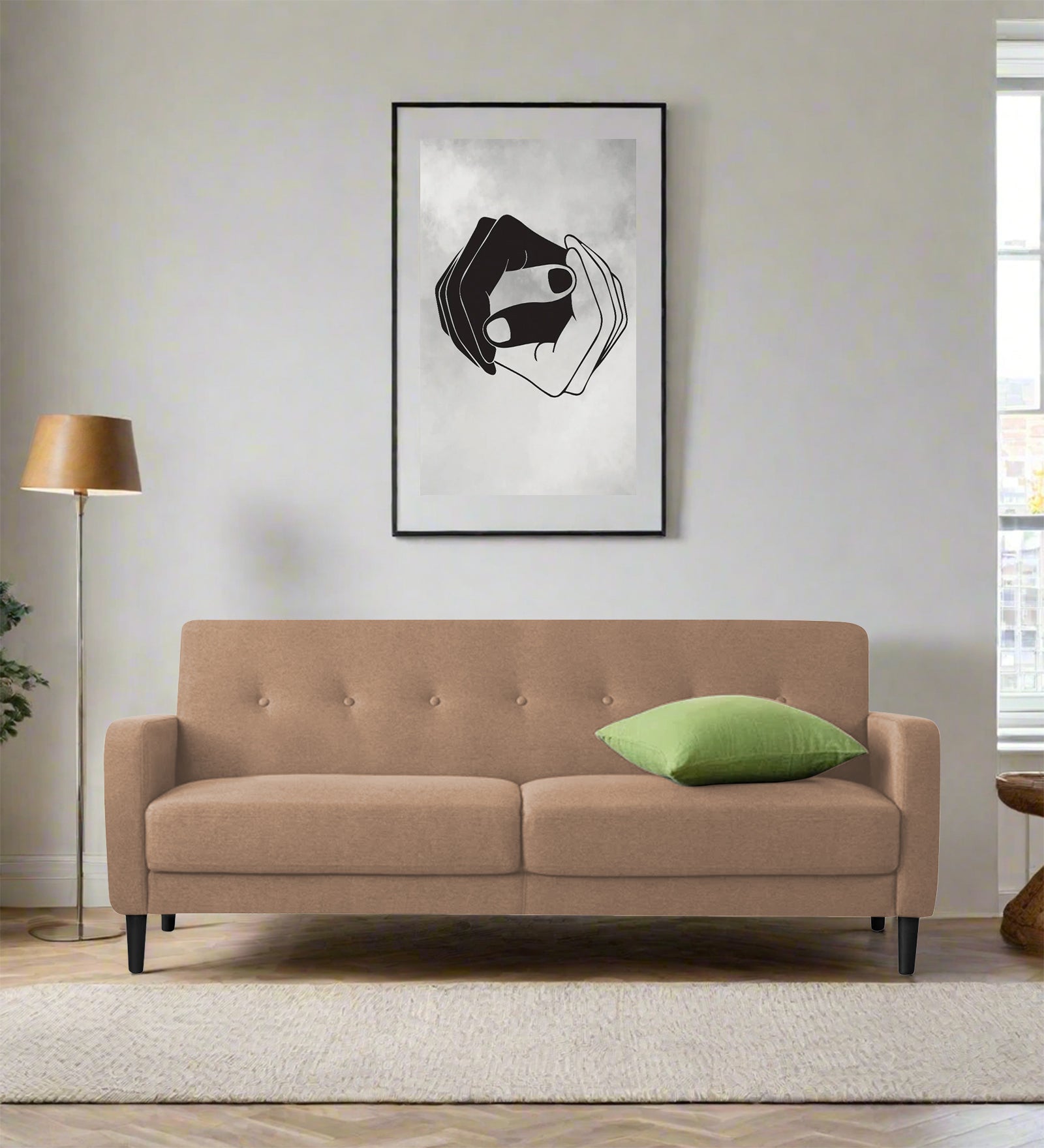 Marq Fabric 3 Seater Sofa In Cosmic Beige Colour - Febonic Living