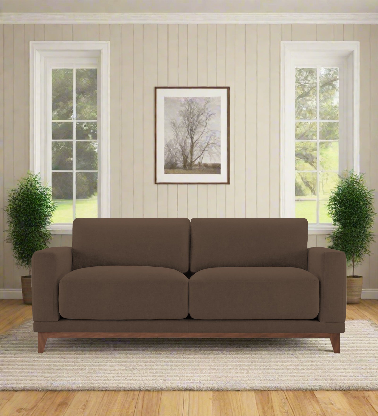 Esha Fabric 2 Seater Sofa In Rosy Brown Colour - Febonic Living