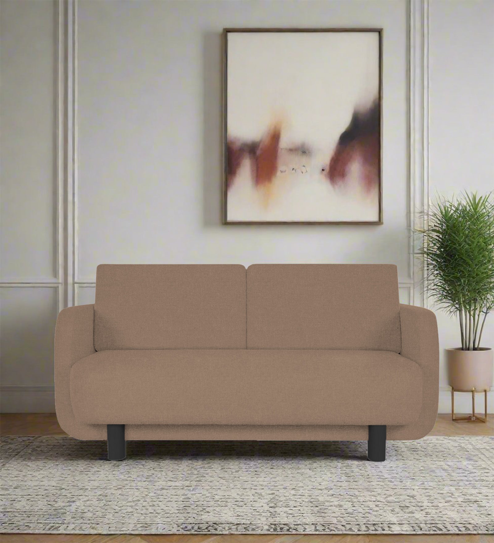 Varu Fabric 2 Seater Sofa In Cookie Beige Colour - Febonic Living