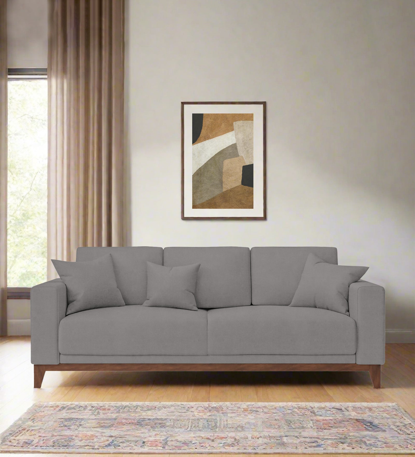 Luca Fabric 3 Seater Sofa In Silver Grey Colour - Febonic Living