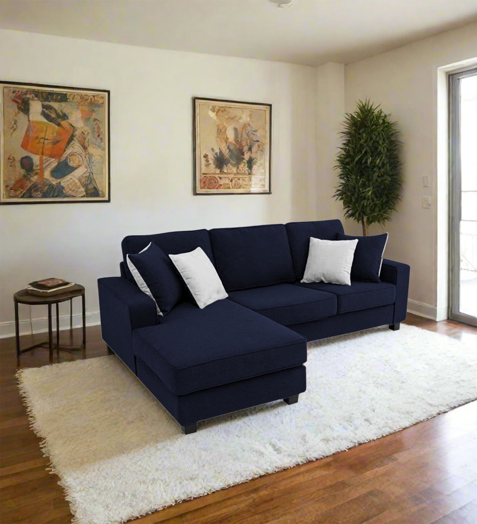 Ladybug Fabric RHS Sectional Sofa (2+Lounger) In Royal Blue Colour - Febonic Living