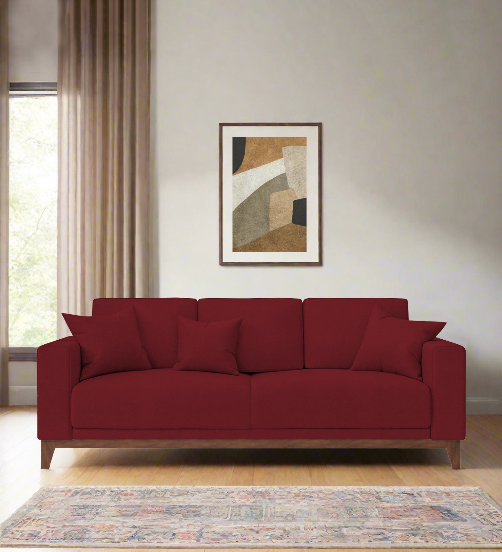 Luca Fabric 3 Seater Sofa In Chilli Red Colour - Febonic Living