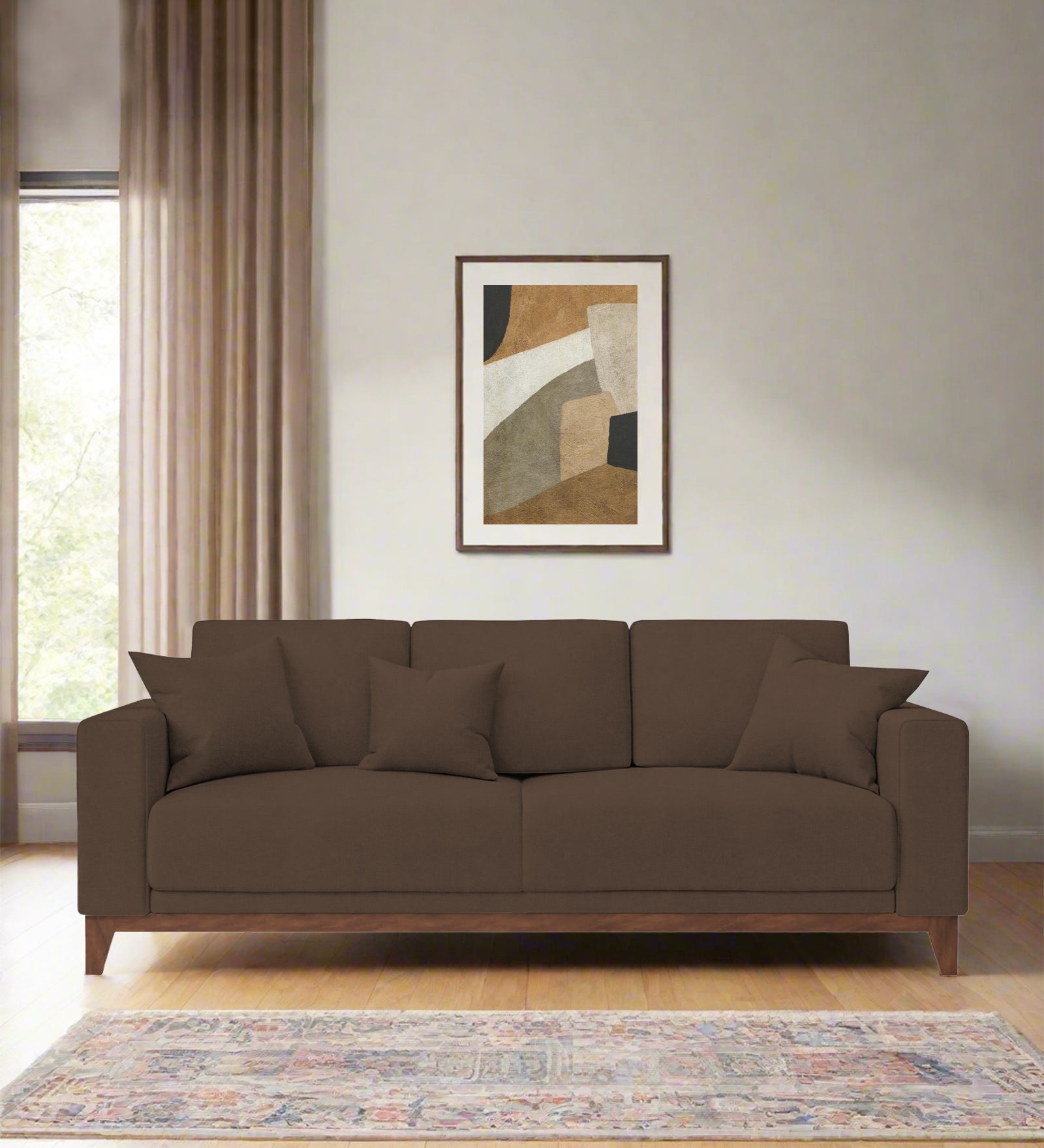 Luca Fabric 3 Seater Sofa In Rosy Brown Colour - Febonic Living