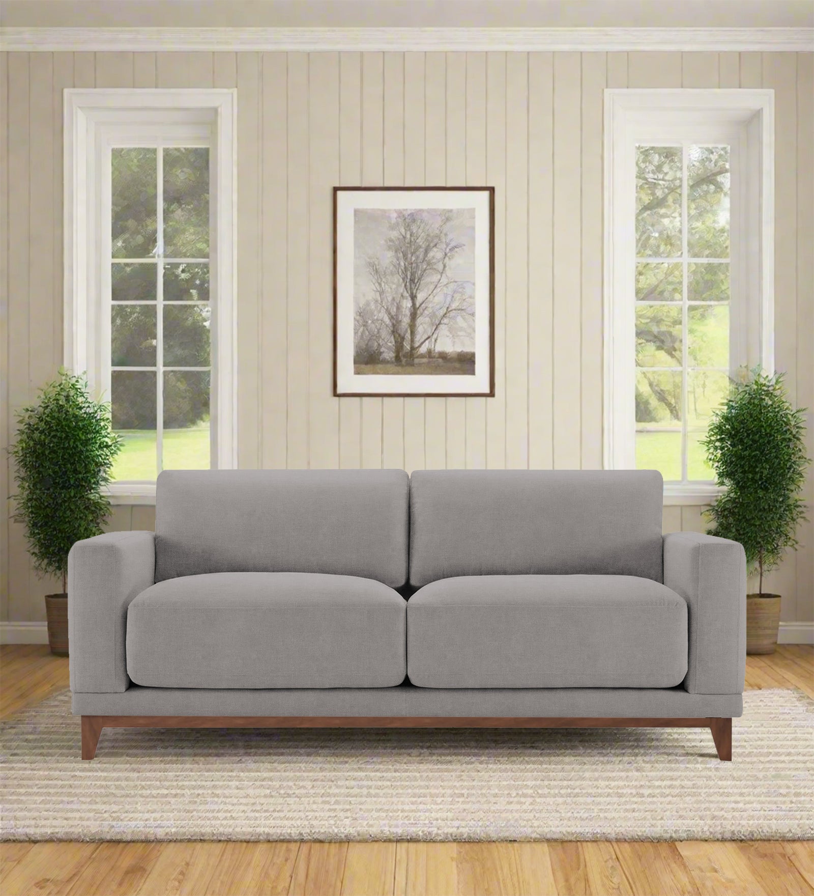 Esha Fabric 2 Seater Sofa In Silver Grey Colour - Febonic Living