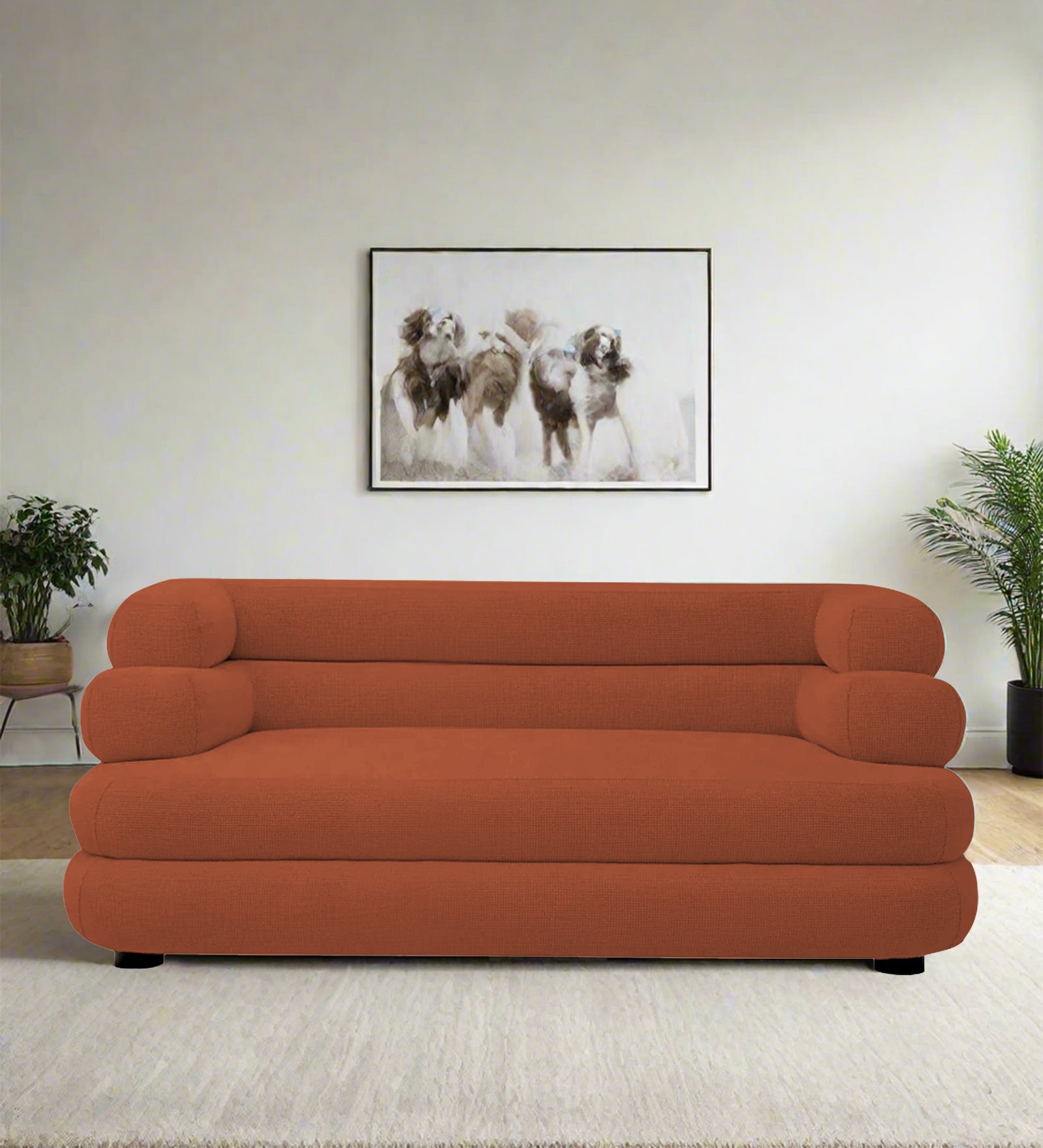 Wener Fabric 2 Seater Sofa In Royal Orange Colour - Febonic Living