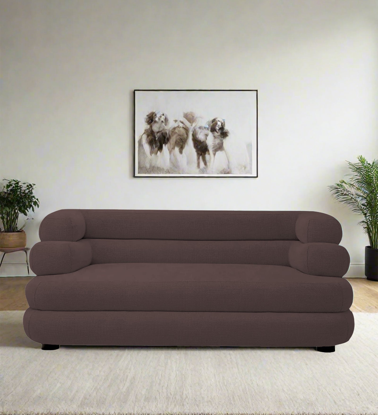 Wener Fabric 2 Seater Sofa In Night Brown Colour