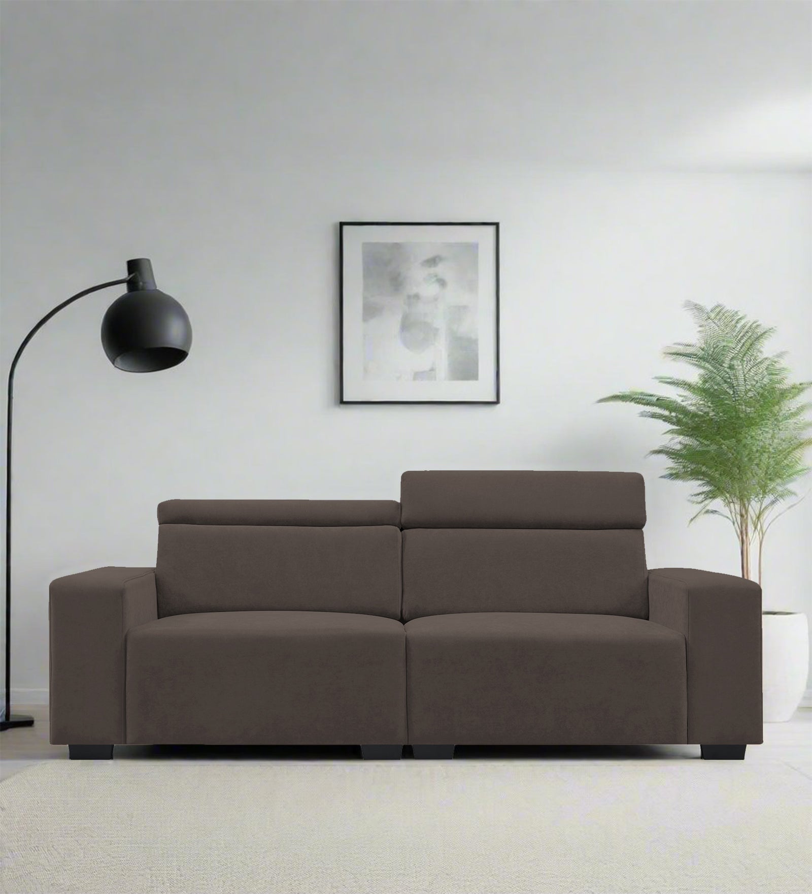 Hiro Fabric 2 Seater Sofa In Lito Brown Colour - Febonic Living