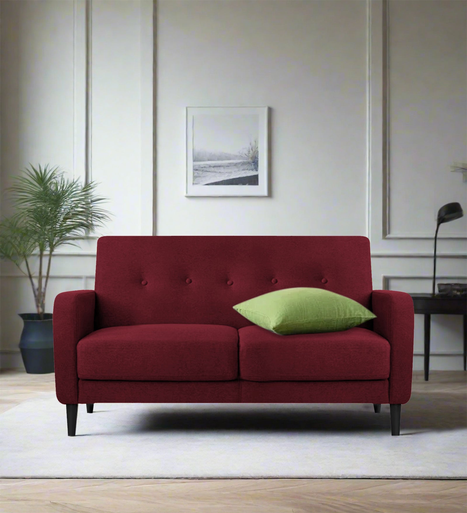 Marq Fabric 2 Seater Sofa In Blood Maroon Colour - Febonic Living