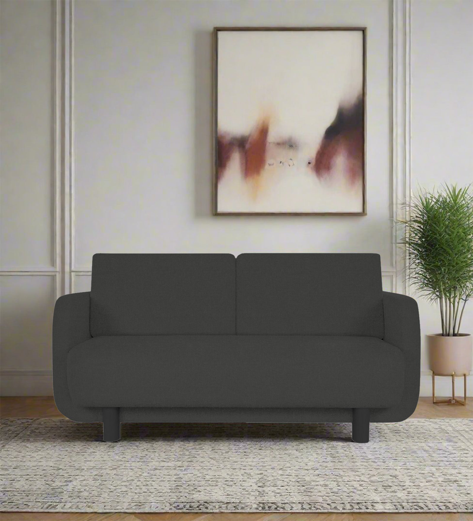 Varu Fabric 2 Seater Sofa In Charcoal Grey Colour - Febonic Living