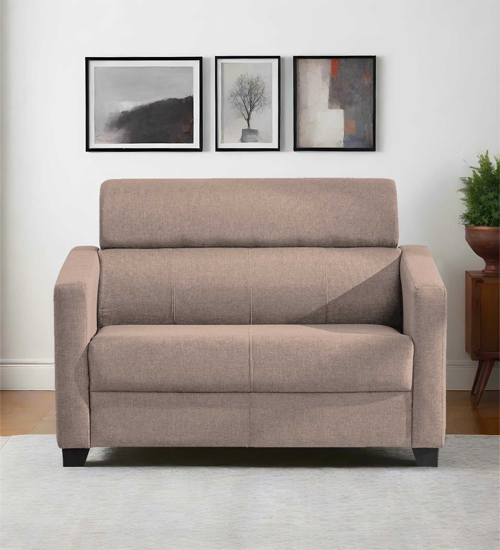 Devo Fabric 2 Seater Sofa In Kadhi Beige Colour - Febonic Living