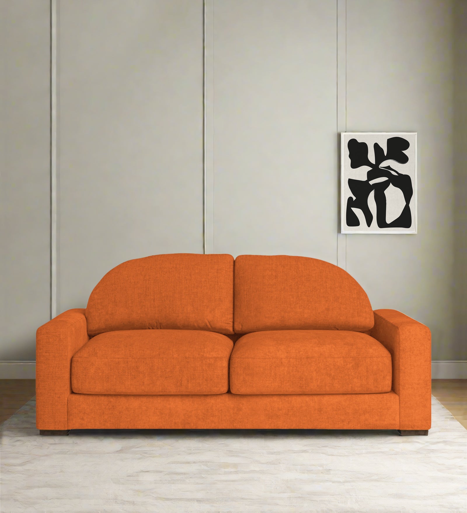 Dara Fabric 2 Seater Sofa In Vivid Orange Colour - Febonic Living
