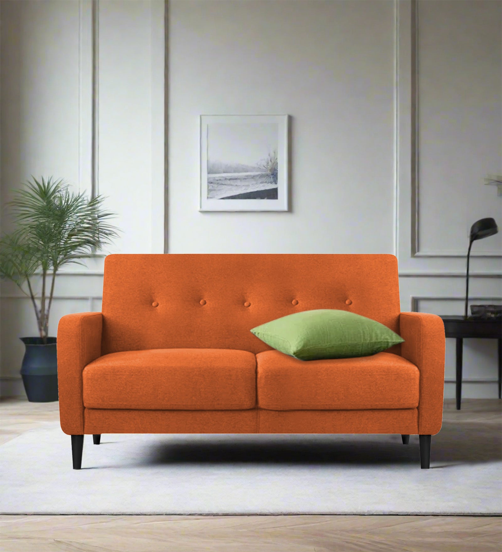 Marq Fabric 2 Seater Sofa in Vivid Orange Colour