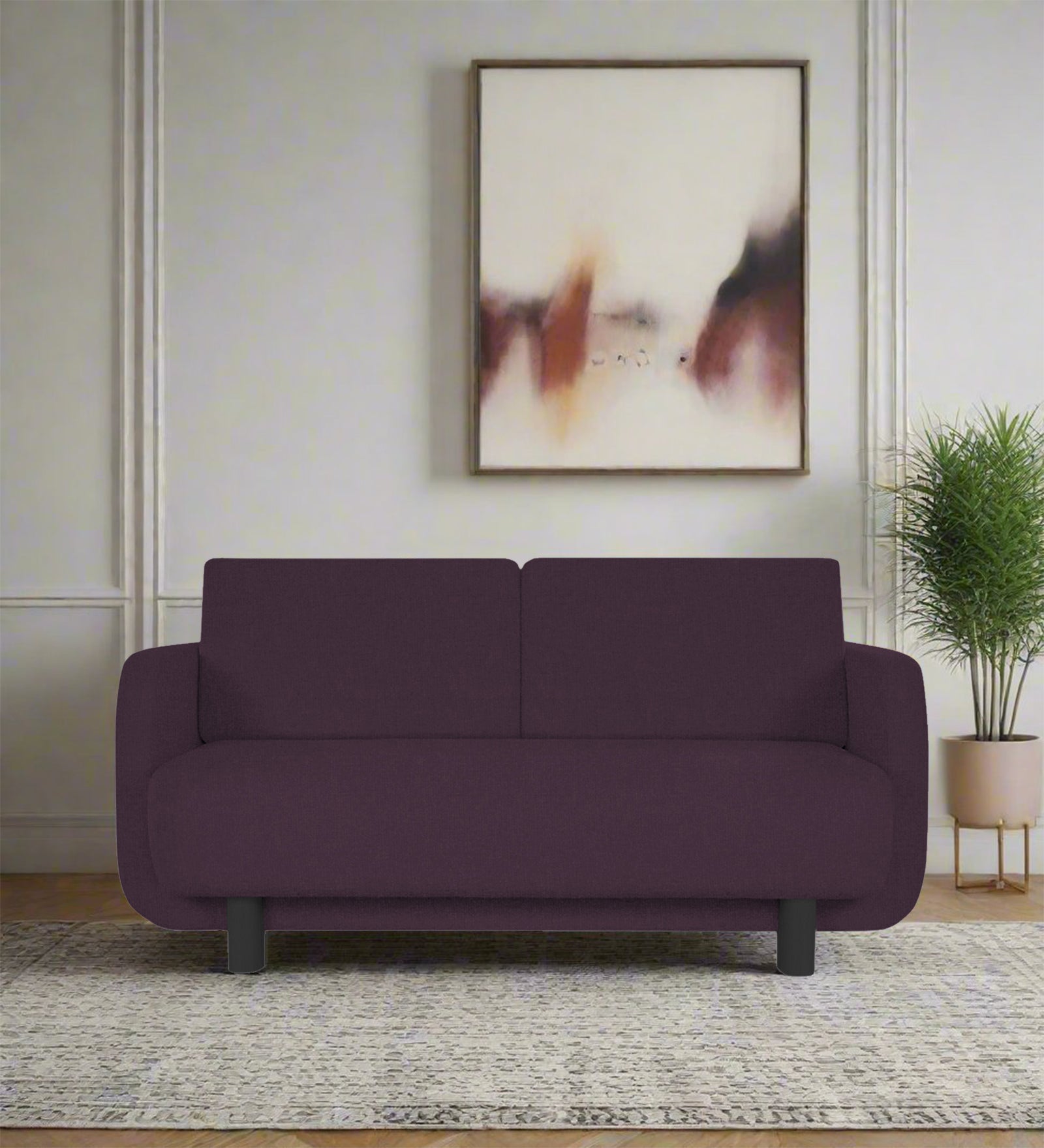 Varu Fabric 2 Seater Sofa In Greek Purple Colour - Febonic Living