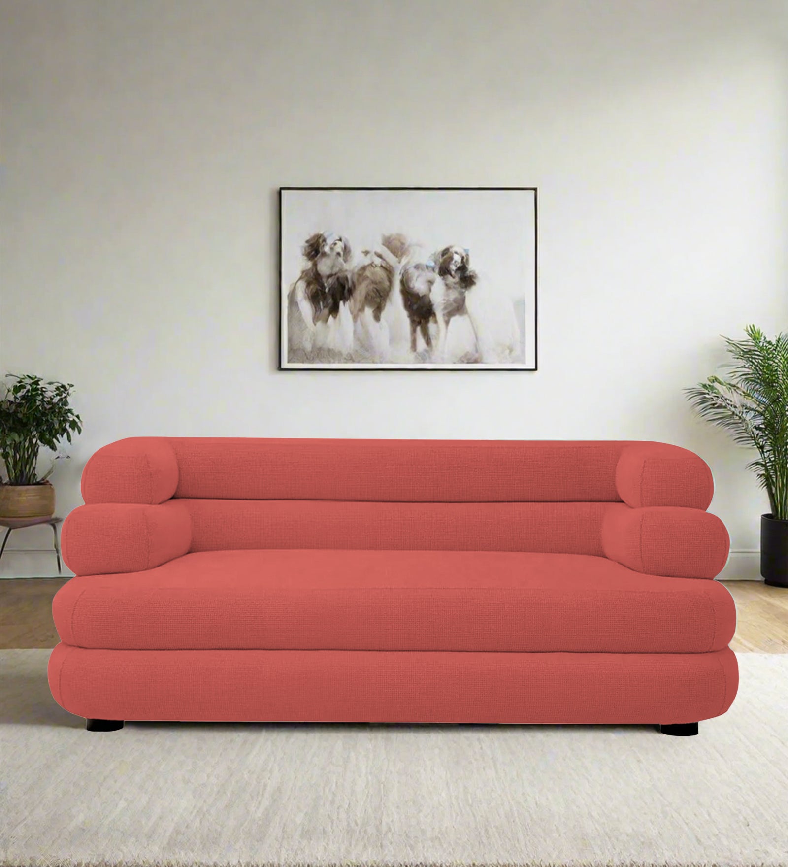 Wener Fabric 2 Seater Sofa In Salmon Pink Colour - Febonic Living