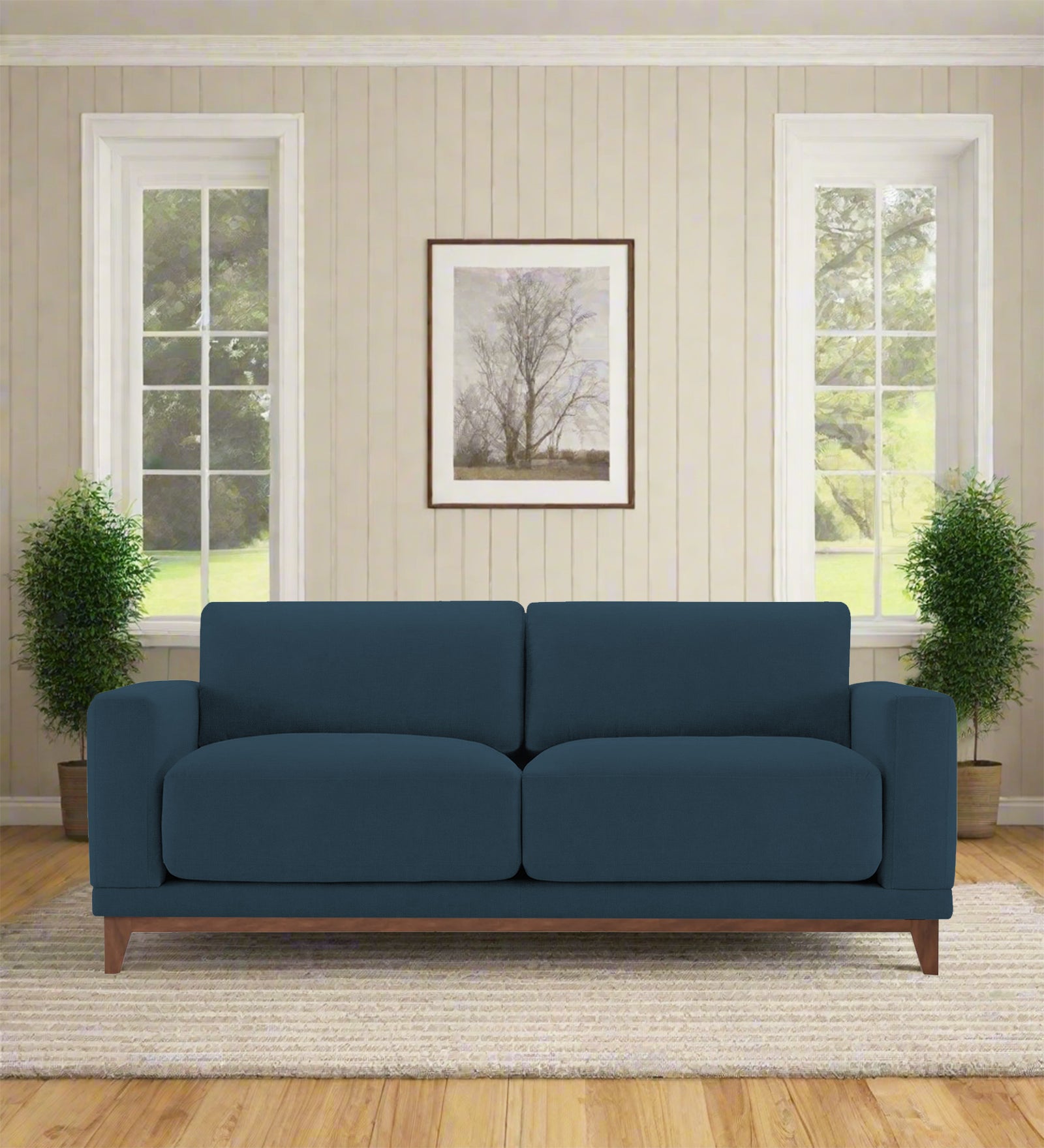 Esha Fabric 2 Seater Sofa In Cool Blue Colour - Febonic Living