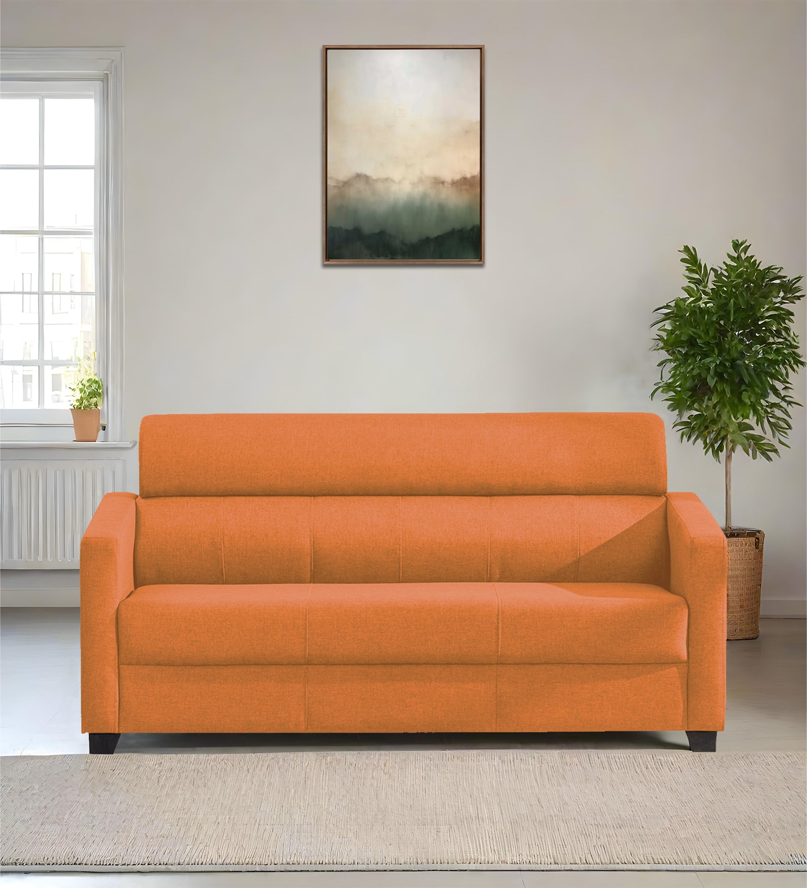 Devo Fabric 3 Seater Sofa In Dark Orange Colour - Febonic Living