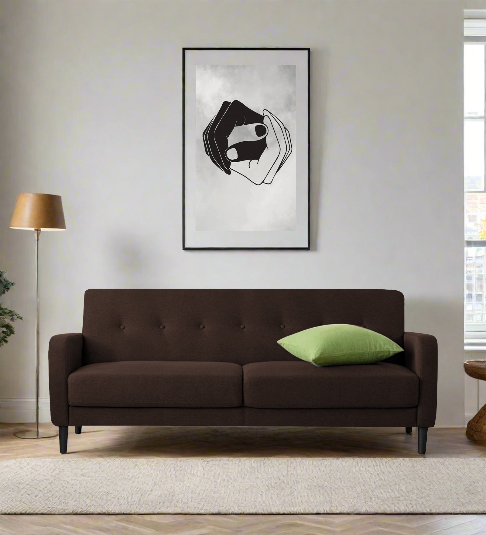 Marq Fabric 3 Seater Sofa In Coffee Brown Colour - Febonic Living