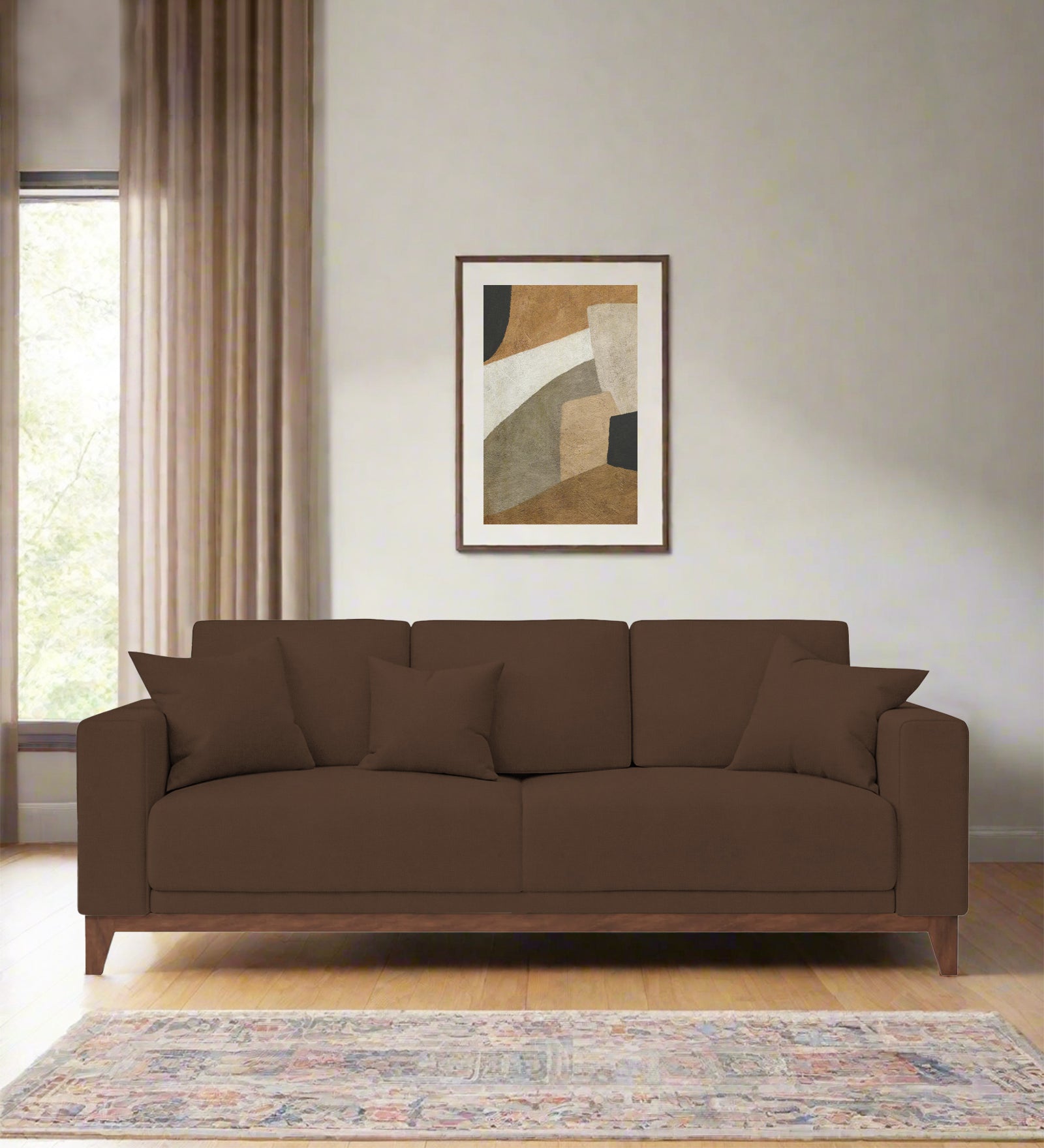 Luca Fabric 3 Seater Sofa In Ash Brown Colour - Febonic Living