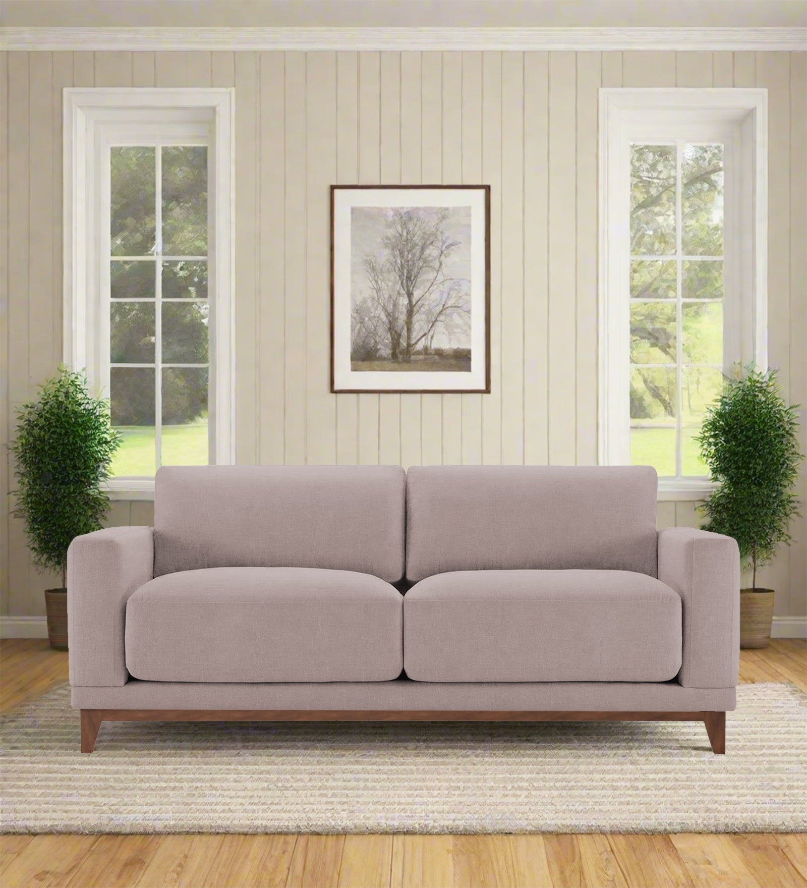 Esha Fabric 2 Seater Sofa In Almond Beige Colour - Febonic Living