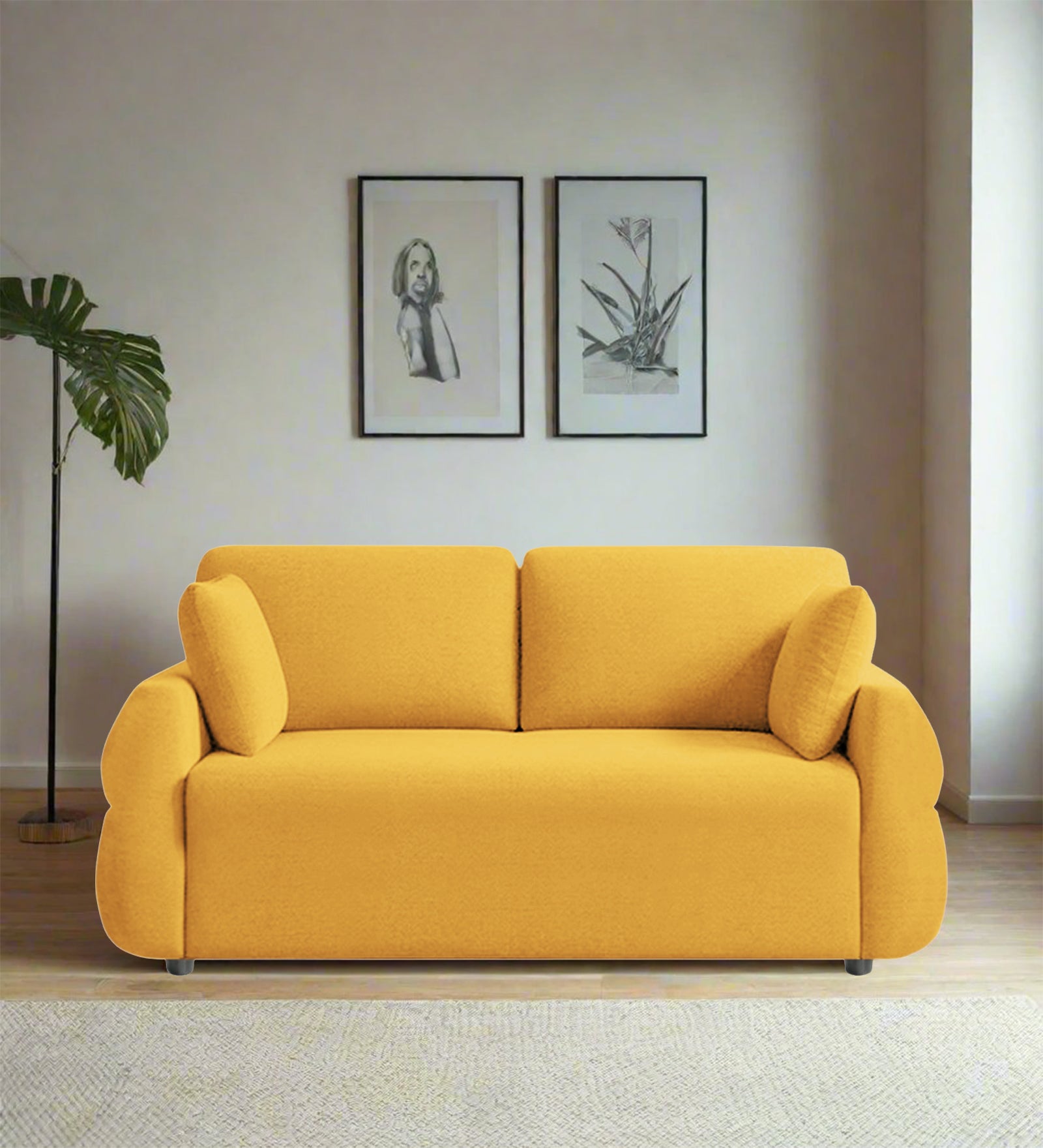 Jack Fabric 2 Seater Sofa In Bold Yellow Colour - Febonic Living