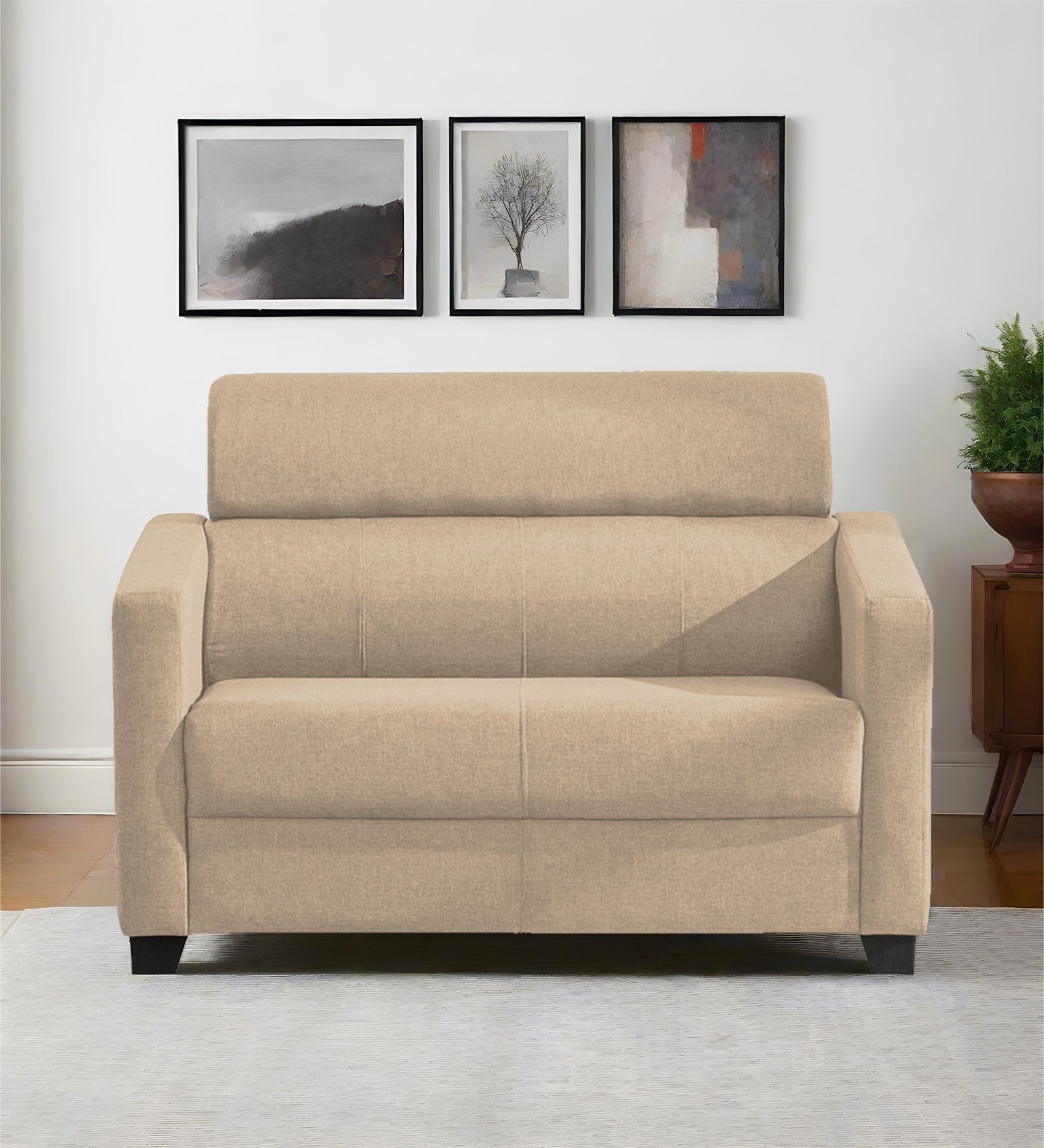 Devo Fabric 2 Seater Sofa In Olive Beige Colour - Febonic Living