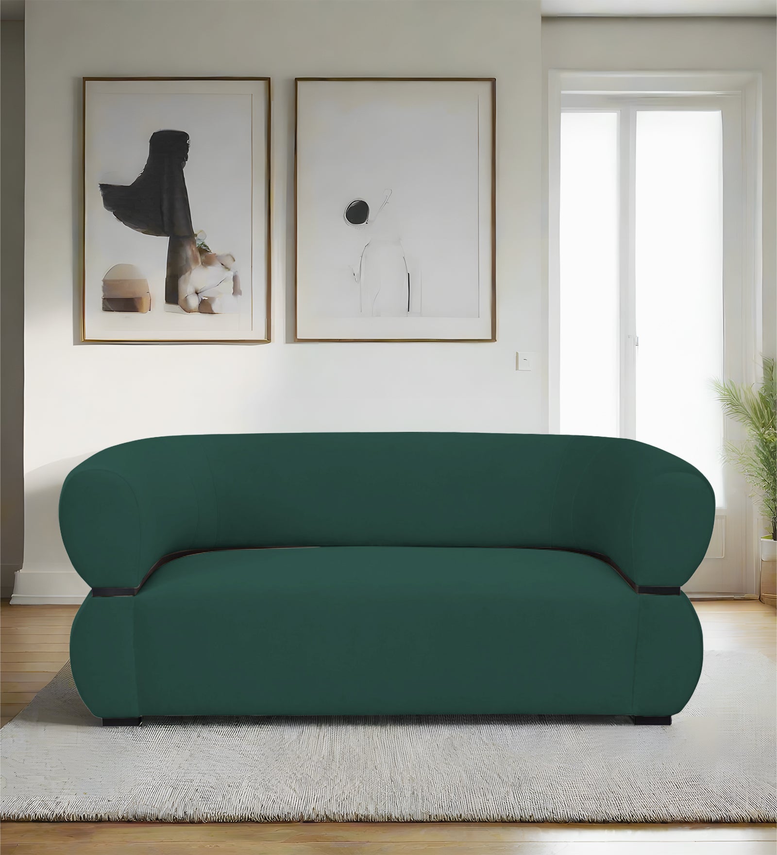Kula Velvet 2 Seater Sofa In Amazon Green Colour - Febonic Living
