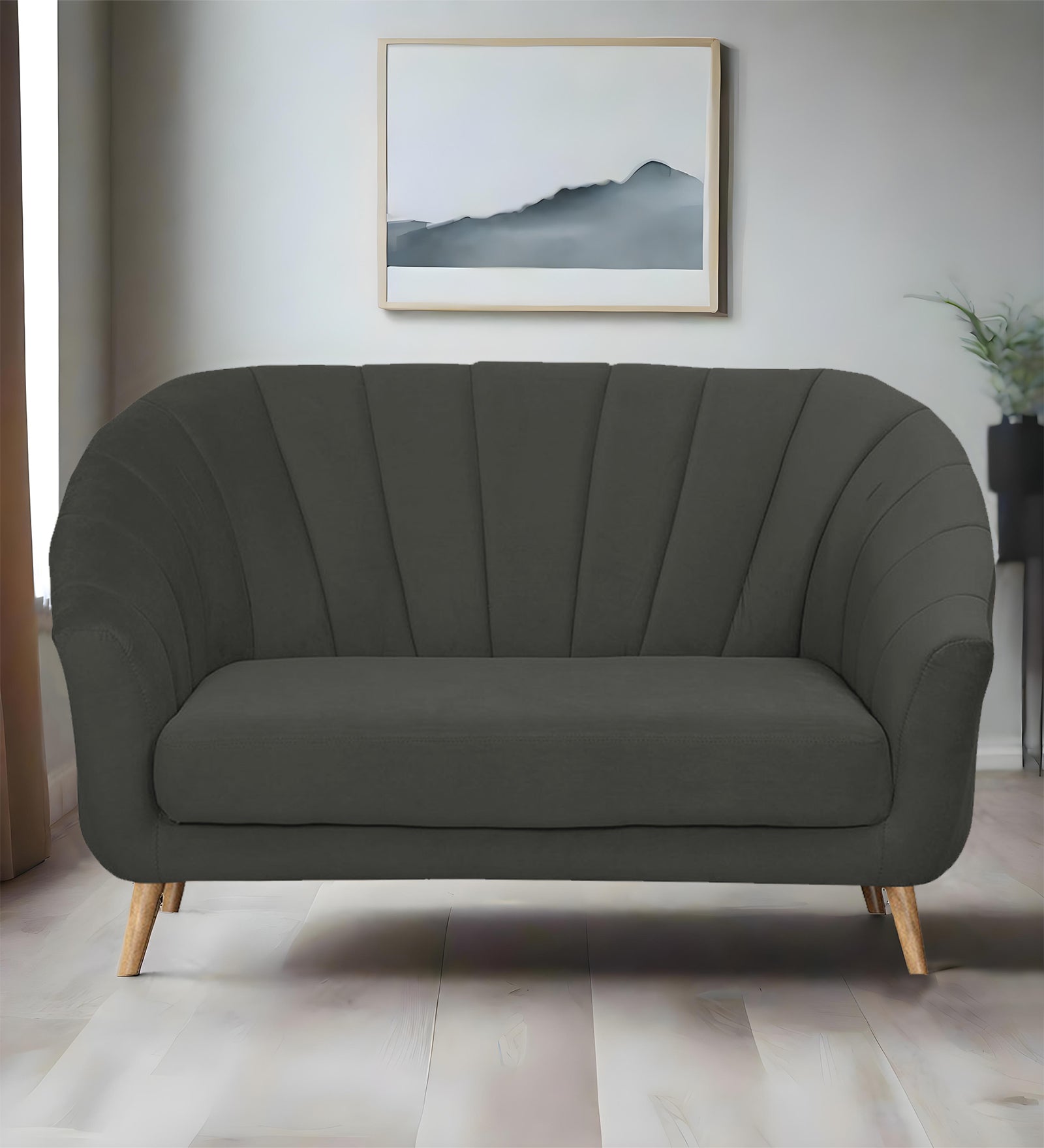 Kaylee Velvet 2 Seater Sofa In Hory Grey Colour - Febonic Living
