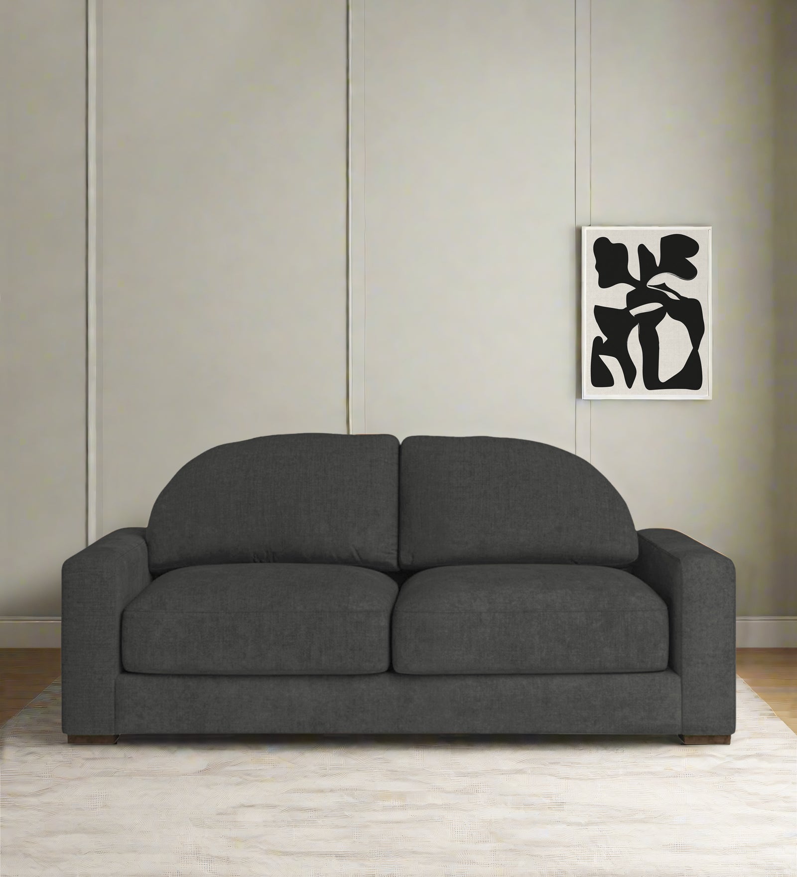 Dara Fabric 2 Seater Sofa In Charcoal Grey Colour - Febonic Living